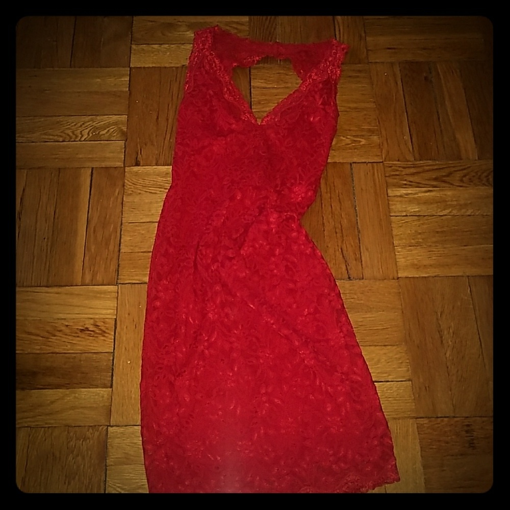 Red vintage lace cocktail dress